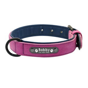 Personalized Leather Dog Collars Custom Pet Name ID Free Engraving - pets - 99fab.com