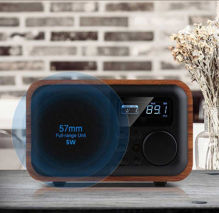 Wooden Bluetooth Speaker FM Radio Alarm Clock Display Time USB TF Card - Gadgets - 99fab.com