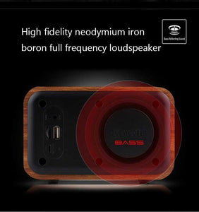 Wooden Bluetooth Speaker FM Radio Alarm Clock Display Time USB TF Card - Gadgets - 99fab.com