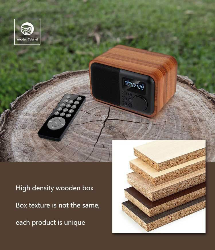 Wooden Bluetooth Speaker FM Radio Alarm Clock Display Time USB TF Card - Gadgets - 99fab.com