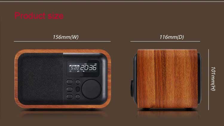 Wooden Bluetooth Speaker FM Radio Alarm Clock Display Time USB TF Card - Gadgets - 99fab.com