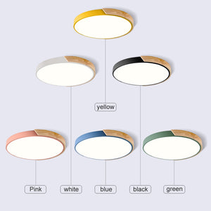 Nordic Modern Colorful Wood led Ceiling Lights Bedroom Round thin Lighting lamparas - ceiling lights - 99fab.com