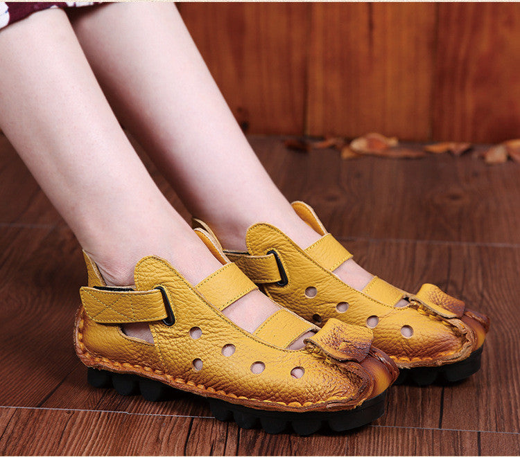 2017 Summer New Soft Bottom Flat Genuine Leather Women Shoes - women shoes - 99fab.com