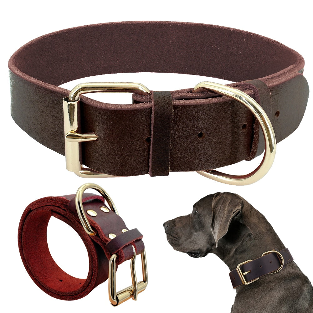 Dog Collar Genuine Leather Pet Collars For Small Medium Large Dogs - 99fab 