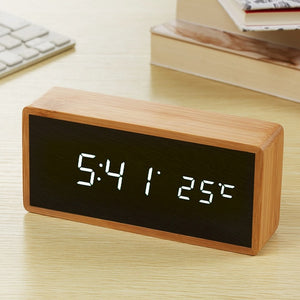 Bamboo Wooden Mirror Alarm Clocks - alarm clock - 99fab.com