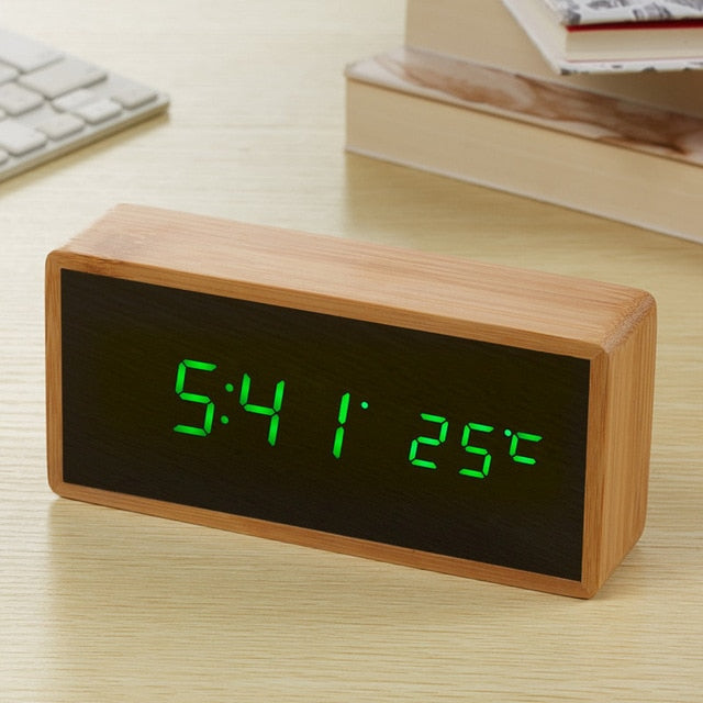 Bamboo Wooden Mirror Alarm Clocks - alarm clock - 99fab.com