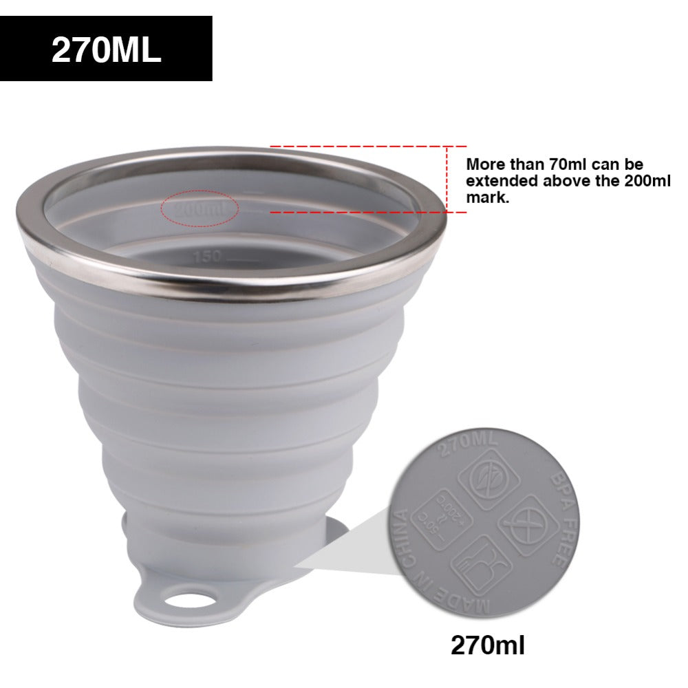 270ML Collapsible Travel Coffee cups Stainless Steel Silicone Retractable Folding Telescopic - kitchen - 99fab.com