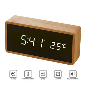 Bamboo Wooden Mirror Alarm Clocks - alarm clock - 99fab.com