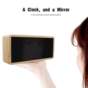 Bamboo Wooden Mirror Alarm Clocks - alarm clock - 99fab.com