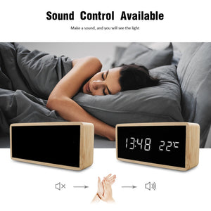 Bamboo Wooden Mirror Alarm Clocks - alarm clock - 99fab.com