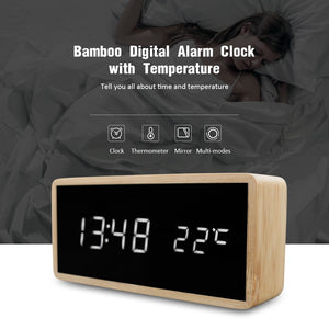 Bamboo Wooden Mirror Alarm Clocks - alarm clock - 99fab.com