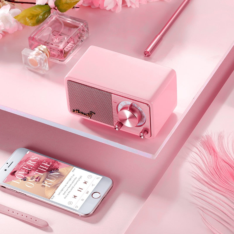 MOZART High quality mini bluetooth wireless speaker with radio - Pink