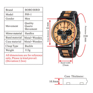 BOBO BIRD Wooden Chronograph Military Watch Relogio Masculino - men watches - 99fab.com