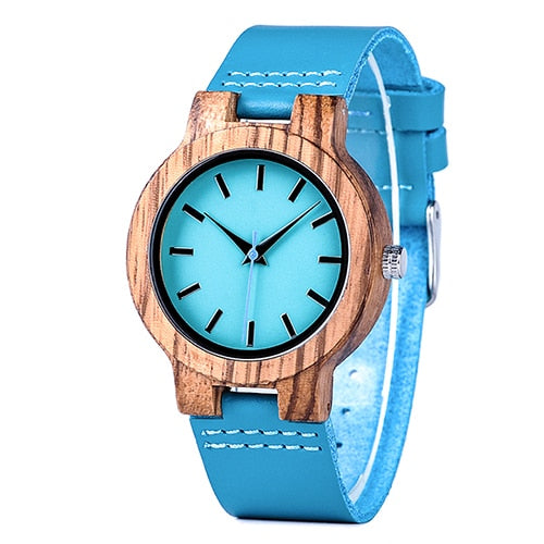 BOBO BIRD Lovers Watches Men Women Wooden Turquoise Blue Timepieces Relogio Masculino - women watches - 99fab.com