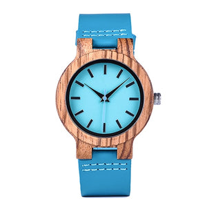 BOBO BIRD Lovers Watches Men Women Wooden Turquoise Blue Timepieces Relogio Masculino - women watches - 99fab.com