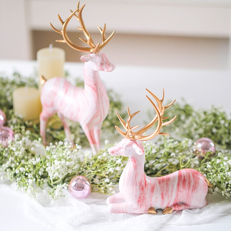 Imitation Marble Christmas Ornaments Elk Decoration Handicraft