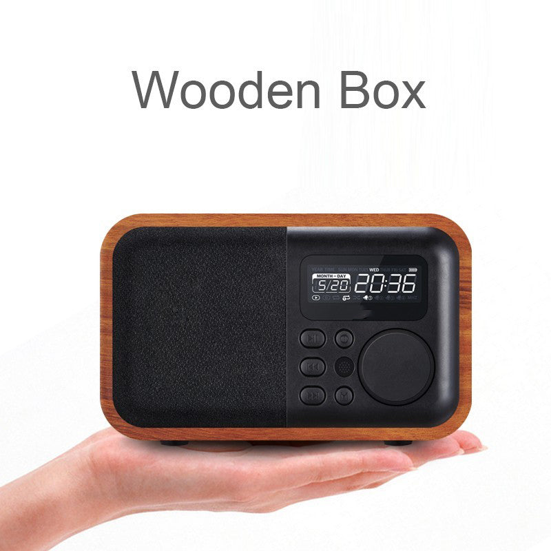 Wooden Bluetooth Speaker FM Radio Alarm Clock Display Time USB TF Card - Gadgets - 99fab.com