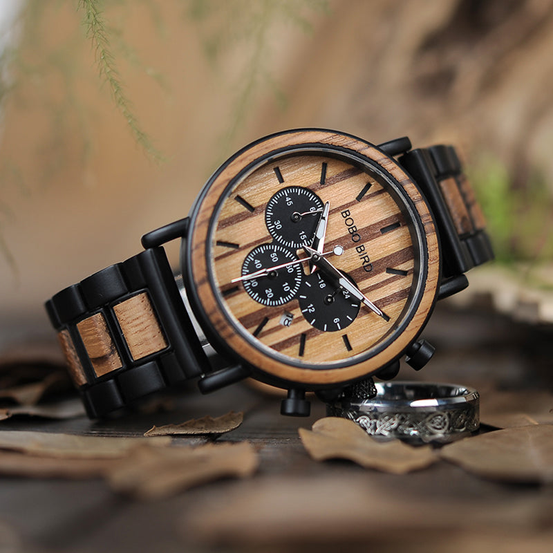 BOBO BIRD Wooden Chronograph Military Watch Relogio Masculino - men watches - 99fab.com