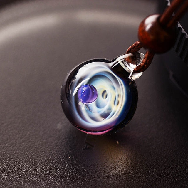 Handmade Galaxy Glass Pendant with Rope Necklace - jewelry - 99fab.com