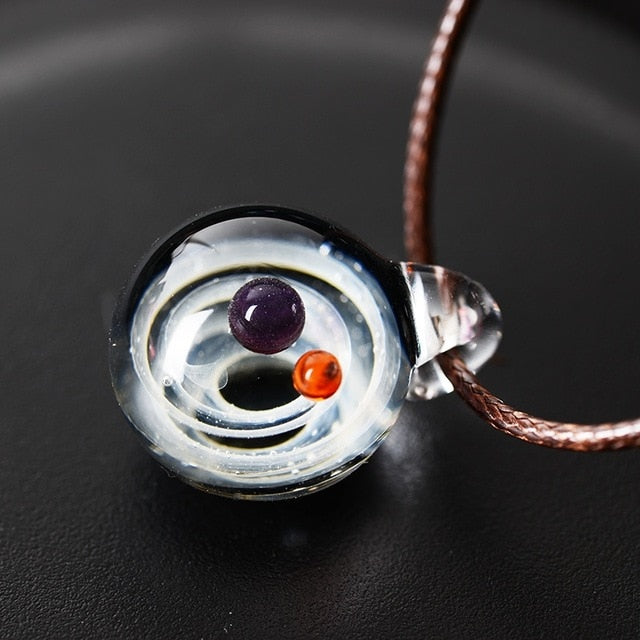 Handmade Galaxy Glass Pendant with Rope Necklace - jewelry - 99fab.com