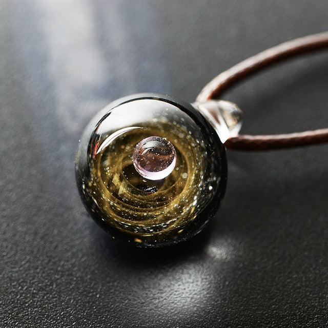 Handmade Galaxy Glass Pendant with Rope Necklace - jewelry - 99fab.com