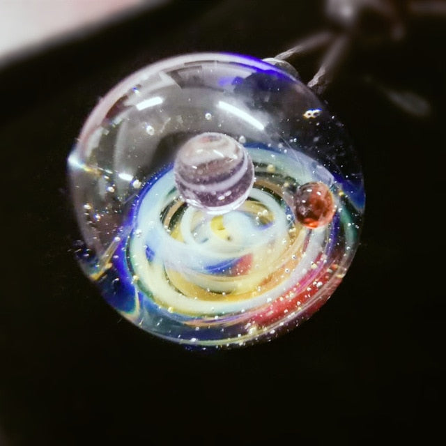 Handmade Galaxy Glass Pendant with Rope Necklace - jewelry - 99fab.com