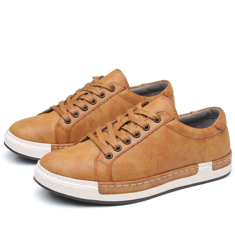 Men's Casual Shoes Lace-up Style Flat Leather Shoes - 99fab 