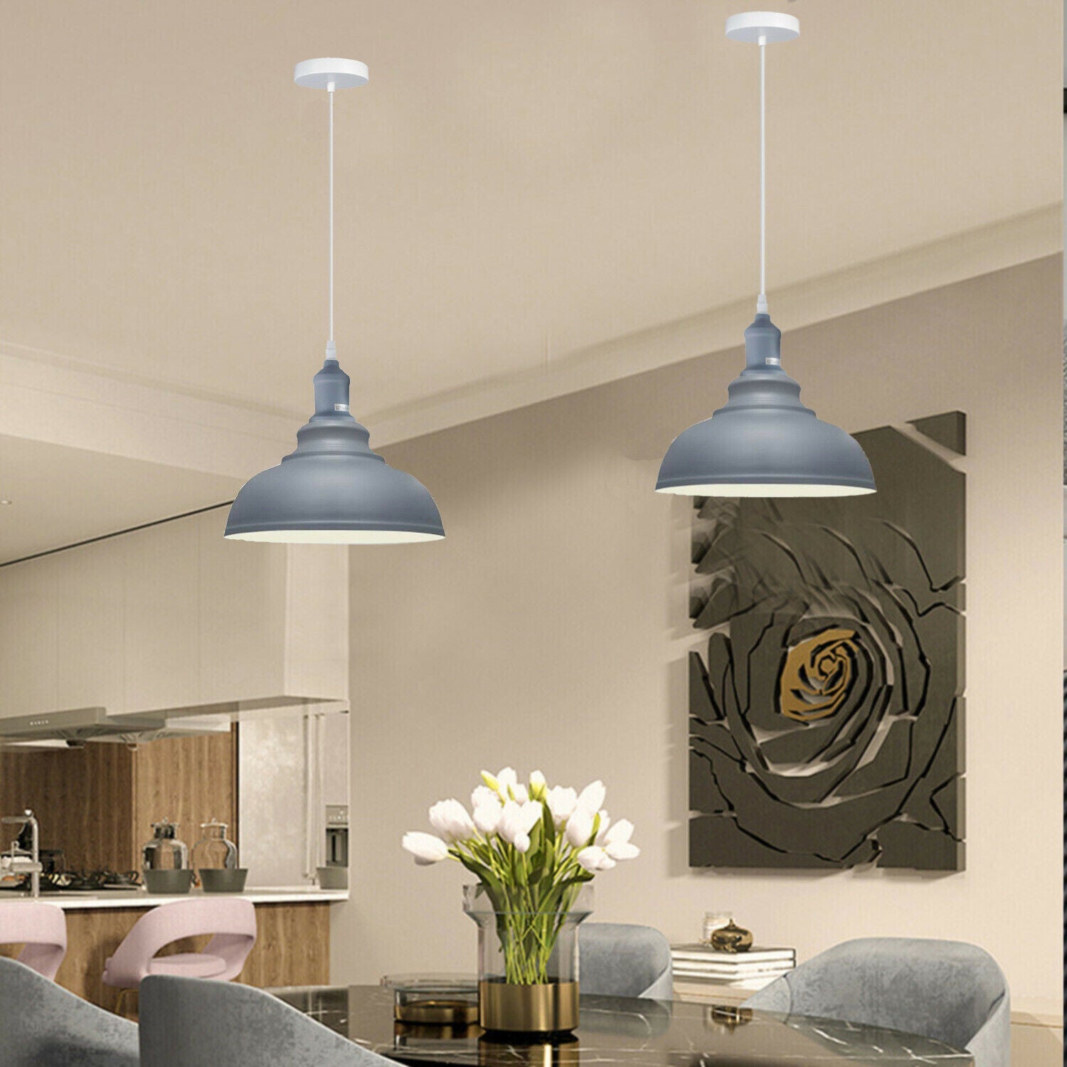 Industrial Curvy Pendant Light Hanging Light Fixture Kitchen~1531