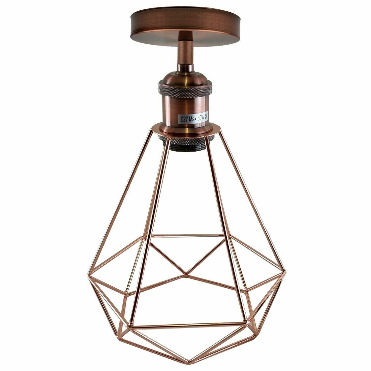 Modern Vintage Diamond Wire Cage Flush Mount Ceiling Light~1533