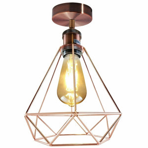 Modern Vintage Diamond Wire Cage Flush Mount Ceiling Light~1533