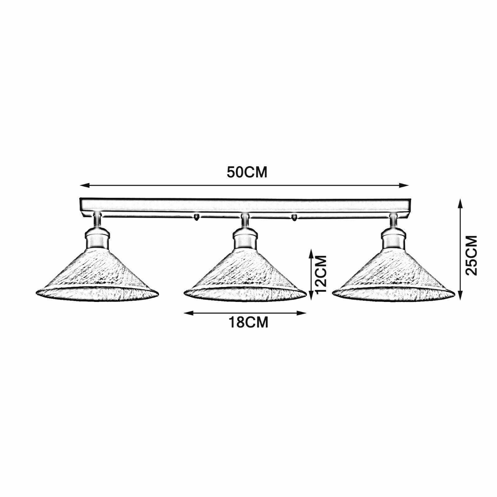 3 Way flush mount Lights  Cone shades Vintage Retro Industrial Fixture~1529