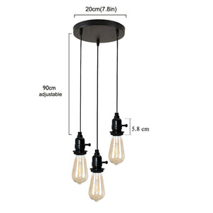 Modern 3 Way Black Design Ceiling Pendant Fitting Light Holder with Switch ~ 1556