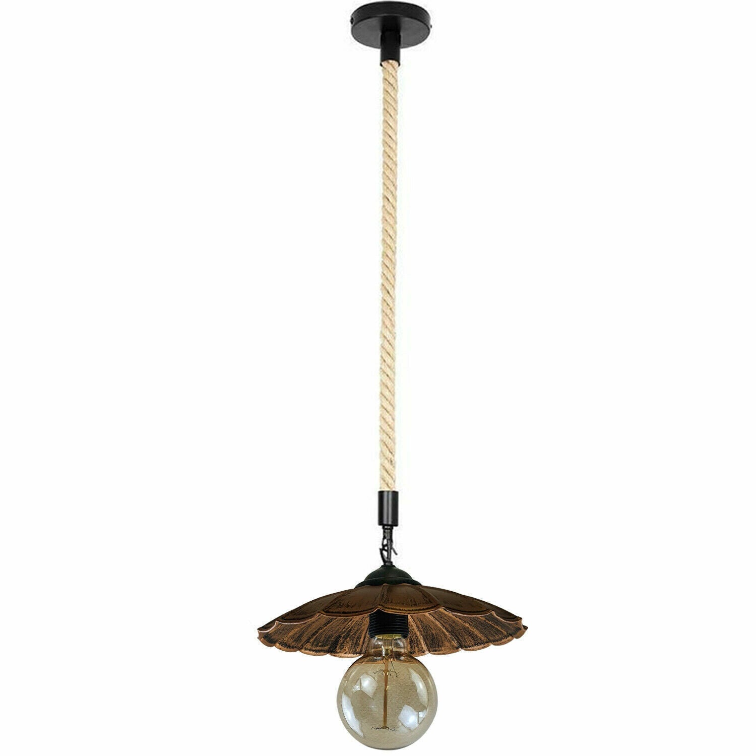 Retro Metal Hemp Rope Umbrella-Shape Pendant Light ~ 1723-11