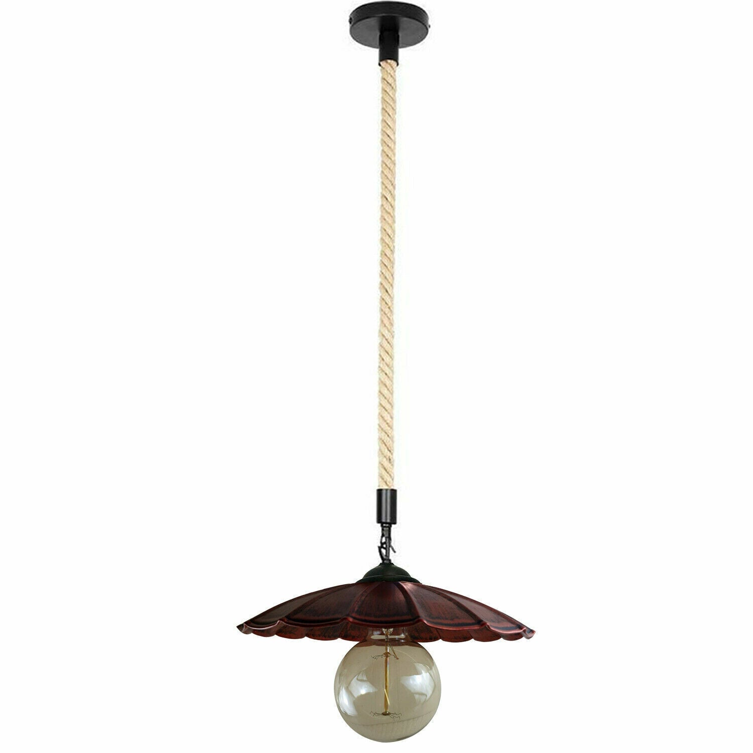 Retro Metal Hemp Rope Umbrella-Shape Pendant Light ~ 1723-17