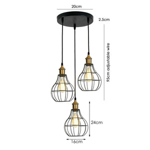 Vintage Modern Industrial Wire Cage Style Retro Ceiling Pendant Light 3 Head Ceiling Lamp~1460