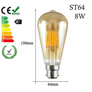 ST64 E26 8W Vintage LED Retro Light Bulb Pack 3