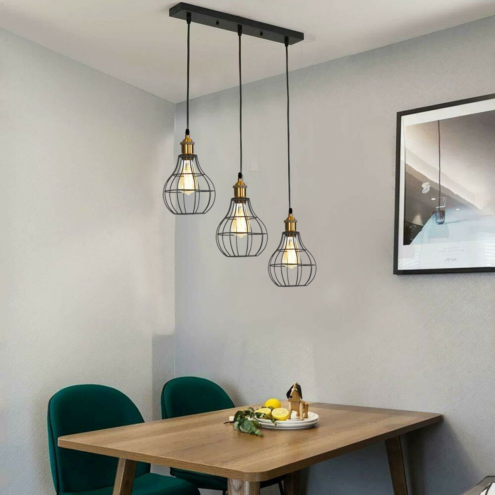 Vintage Modern Industrial Wire Cage Style Retro Ceiling Pendant Light 3 Head Ceiling Lamp~1460