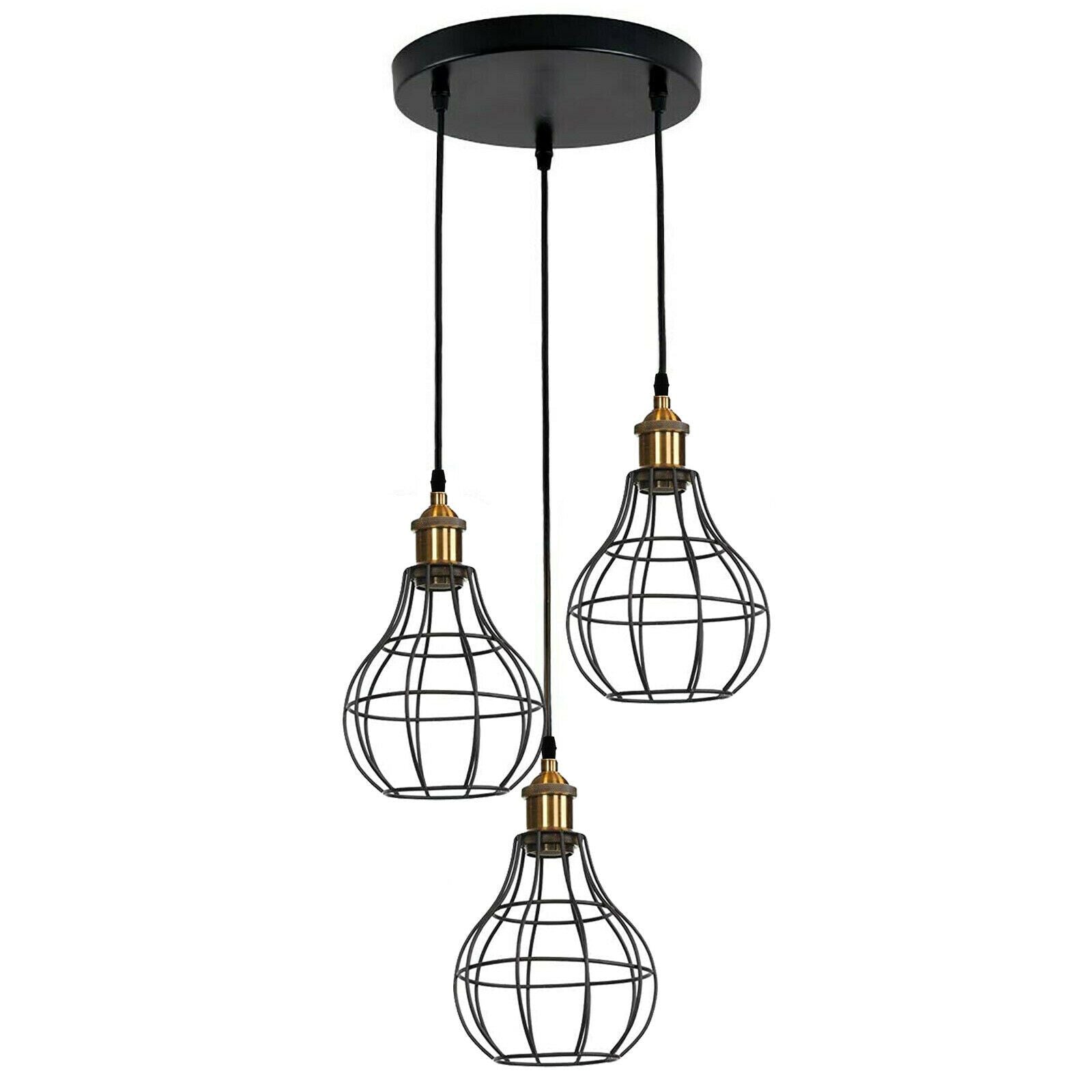 Vintage Modern Industrial Wire Cage Style Retro Ceiling Pendant Light 3 Head Ceiling Lamp~1460