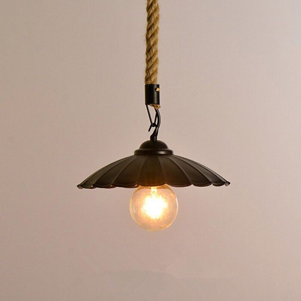 Retro Metal Hemp Rope Umbrella-Shape Pendant Light ~ 1723-4