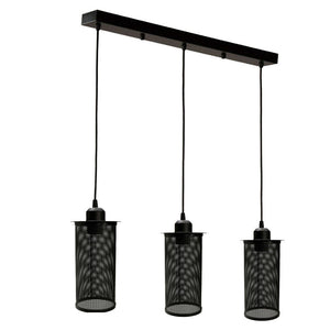 Retro 3-Head Barrel Cage Black Ceiling Pendant Light ~ 1732-6