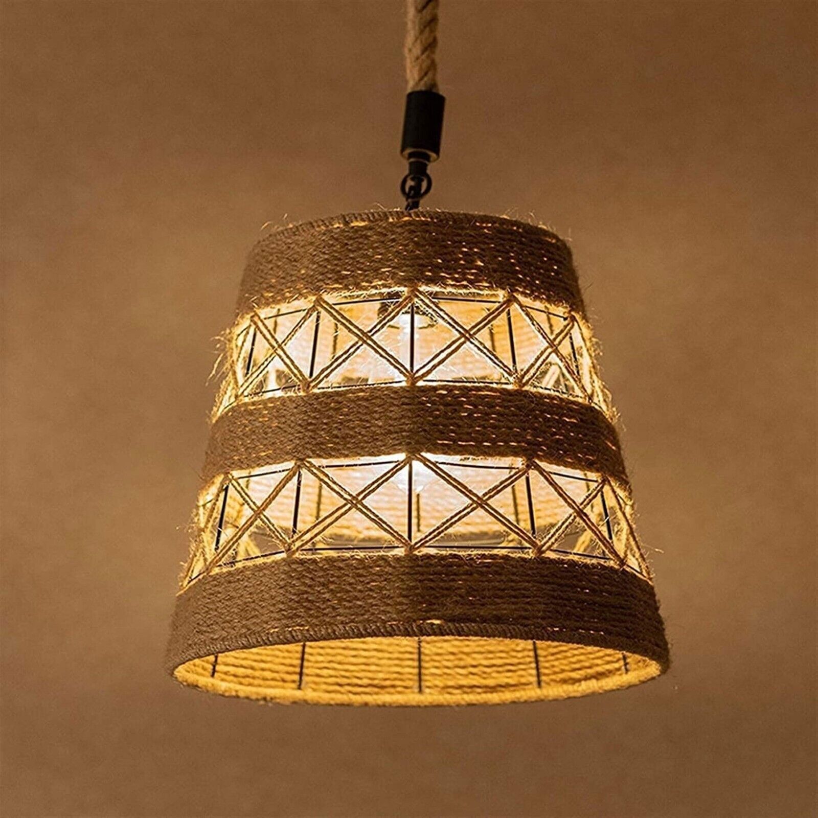 Industrial Loft Hemp Rope Iron Pendant Ceiling Light Retro Lamp Light ~ 1573-6