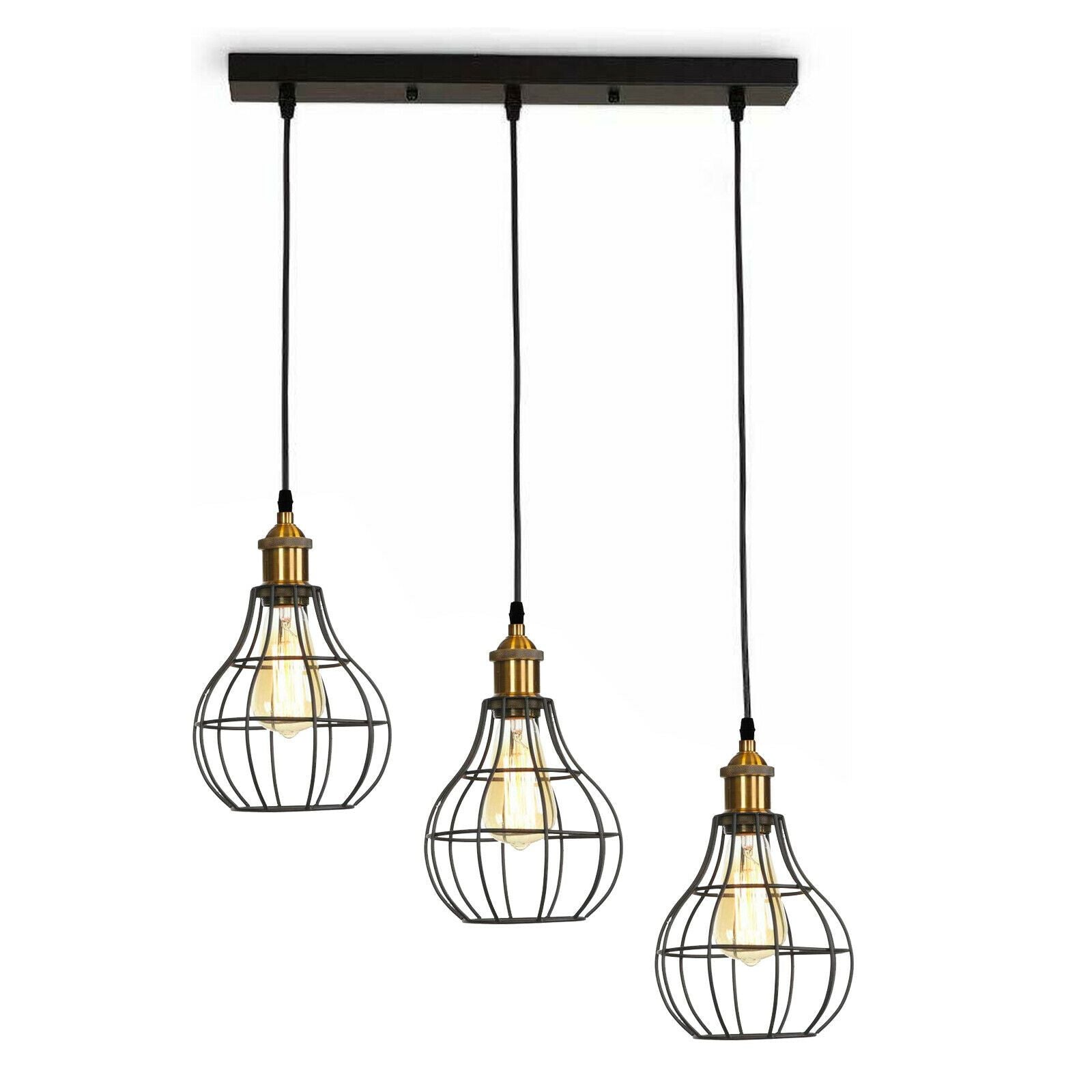 Vintage Modern Industrial Wire Cage Style Retro Ceiling Pendant Light 3 Head Ceiling Lamp~1460