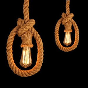 2m Hemp Rope Cage Vintage Ceiling Pendant Light ~1225