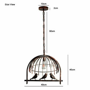 Modern Retro Industrial Bird Cage Hanging Pendant Light E26 Brushed Silver