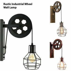 Wheel Light Wall Lamp Lighting Rustic Red