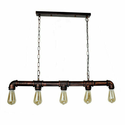 Water pipe Ceiling Light 5 Light Chandelier Rustic Red - 99fab 