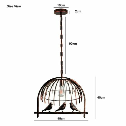 Modern Retro Industrial Bird Cage Hanging Pendant Light E26 Rustic Red