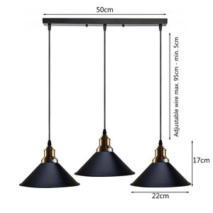 3-Way Metal Black Cone Pendant Light~1745-3