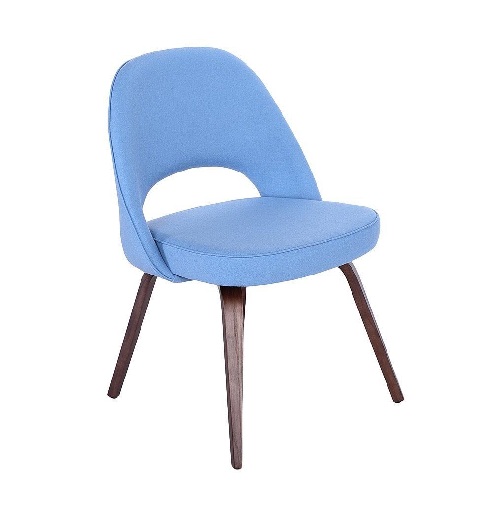 Sienna Executive Side Chair - Light Blue Fabric & Walnut Legs - 99fab 