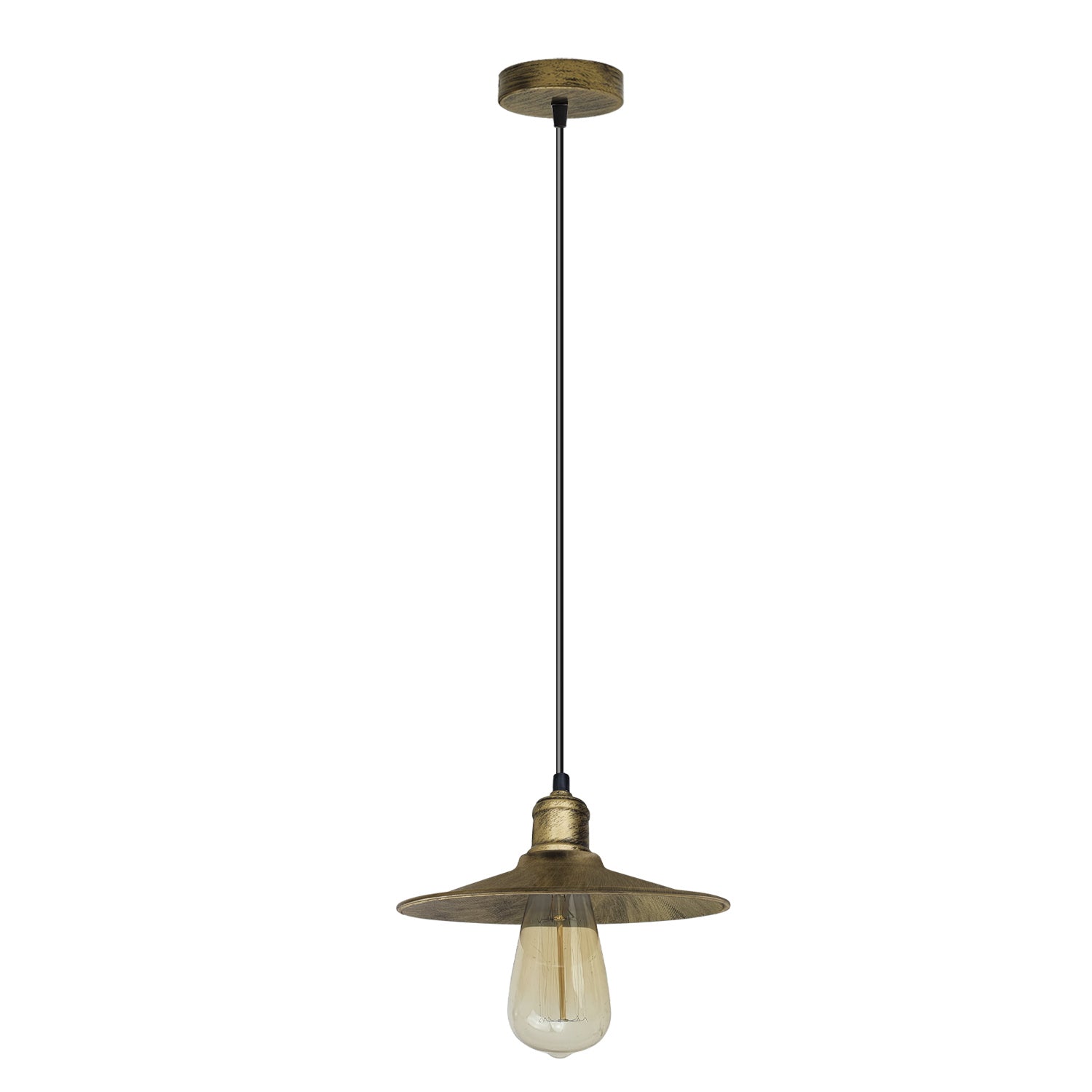 9" Flat Hanging Lamp Pendant Light Ceiling Light Fixture Brushed Brass~ 1567